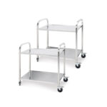 1-SOGA 2X 2 Tier 85x45x90cm Stainless Steel Kitchen Dining Food Cart Trolley Utility Medium