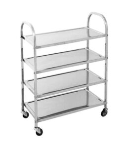 1-SOGA 4 Tier 950x500x1220 Stainless Steel Kitchen Dining Food Cart Trolley Utility