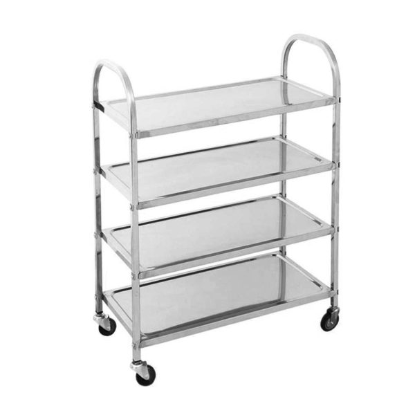 1-SOGA 4 Tier 950x500x1220 Stainless Steel Kitchen Dining Food Cart Trolley Utility