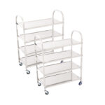 1-SOGA 2X 4 Tier 950x500x1220 Stainless Steel Kitchen Dining Food Cart Trolley Utility