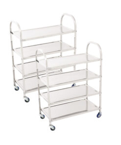 1-SOGA 2X 4 Tier 950x500x1220 Stainless Steel Kitchen Dining Food Cart Trolley Utility