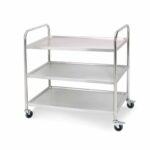 1-SOGA 3 Tier 86x54x94cm Stainless Steel Kitchen Dinning Food Cart Trolley Utility Round Large