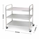 3-SOGA 3 Tier 86x54x94cm Stainless Steel Kitchen Dinning Food Cart Trolley Utility Round Large