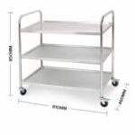 3-SOGA 3 Tier 81x46x85cm Stainless Steel Kitchen Dinning Food Cart Trolley Utility Round Small