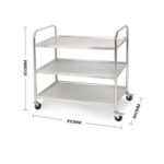 3-SOGA 2X 3 Tier 81x46x85cm Stainless Steel Kitchen Dinning Food Cart Trolley Utility Round Small