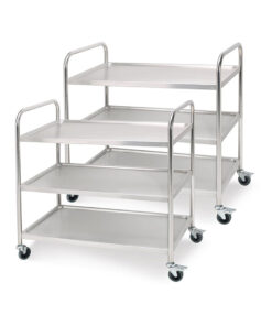 1-SOGA 2X 3 Tier 81x46x85cm Stainless Steel Kitchen Dinning Food Cart Trolley Utility Round Small
