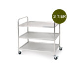 6-SOGA 2X 3 Tier 81x46x85cm Stainless Steel Kitchen Dinning Food Cart Trolley Utility Round Small