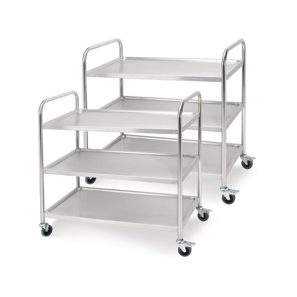 1-SOGA 2X 3 Tier 81x46x85cm Stainless Steel Kitchen Dinning Food Cart Trolley Utility Round Small