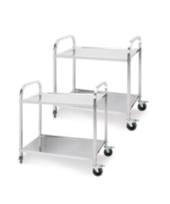 1-SOGA 2X 2 Tier 81x46x85cm Stainless Steel Kitchen Dining Food Cart Trolley Utility Round Small