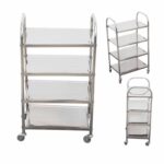 2-SOGA 4 Tier Stainless Steel Kitchen Dinning Food Cart Trolley Utility Size Square Large