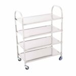 1-SOGA 4 Tier Stainless Steel Kitchen Dinning Food Cart Trolley Utility Size Square Large