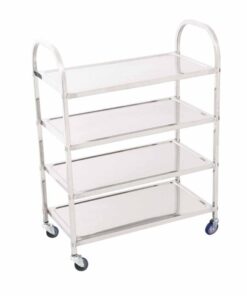 1-SOGA 4 Tier Stainless Steel Kitchen Dinning Food Cart Trolley Utility Size Square Large