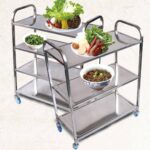 4-SOGA 4 Tier Stainless Steel Kitchen Dinning Food Cart Trolley Utility Size Square Large