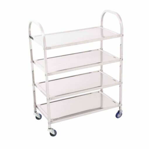 1-SOGA 4 Tier Stainless Steel Kitchen Dinning Food Cart Trolley Utility Size Square Large