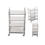 2-SOGA 2X 4 Tier Stainless Steel Kitchen Dinning Food Cart Trolley Utility Size Square Large