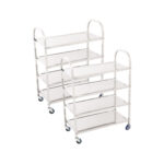 1-SOGA 2X 4 Tier Stainless Steel Kitchen Dinning Food Cart Trolley Utility Size Square Large