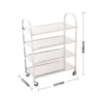 3-SOGA 2X 4 Tier Stainless Steel Kitchen Dinning Food Cart Trolley Utility Size Square Large