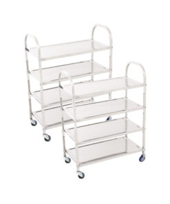 1-SOGA 2X 4 Tier Stainless Steel Kitchen Dinning Food Cart Trolley Utility Size Square Large