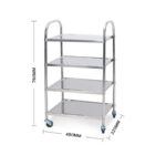 3-SOGA 2X 4 Tier 860x540x1170 Stainless Steel Kitchen Dining Food Cart Trolley Utility