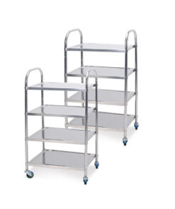 1-SOGA 2X 4 Tier 860x540x1170 Stainless Steel Kitchen Dining Food Cart Trolley Utility