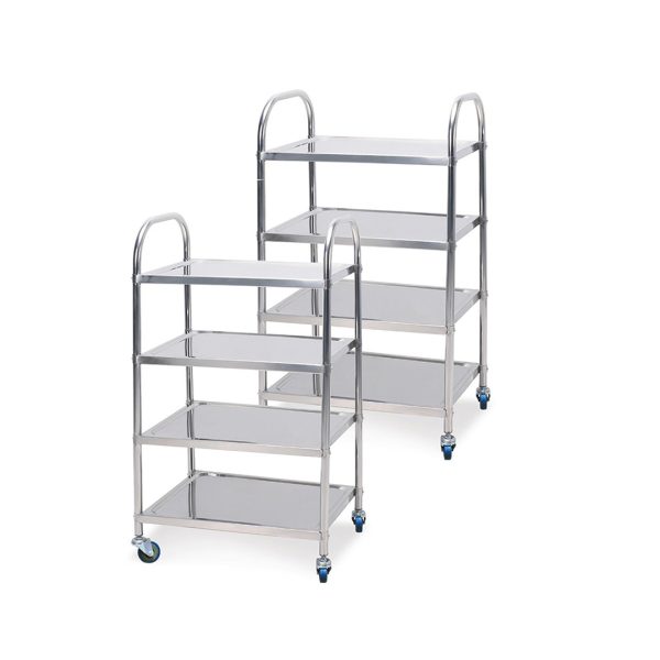 1-SOGA 2X 4 Tier 860x540x1170 Stainless Steel Kitchen Dining Food Cart Trolley Utility