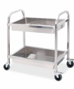 1-SOGA 2 Tier 85x45x90cm Stainless Steel Kitchen Trolley Bowl Collect Service Food Cart Medium