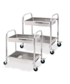 1-SOGA 2X 2 Tier 75x40x83cm Stainless Steel Kitchen Trolley Bowl Collect Service Food Cart Small