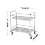 3-SOGA 2X 2 Tier 75x40x84cm Stainless Steel Drink Wine Food Utility Cart Small