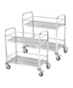 1-SOGA 2X 2 Tier 75x40x84cm Stainless Steel Drink Wine Food Utility Cart Small