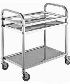 1-SOGA 2 Tier Stainless Steel 8 Compartment Kitchen Seasoning Car Service Trolley Condiment Holder Cart Spice Bowl