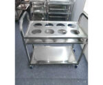 7-SOGA 2X 2 Tier Stainless Steel 8 Compartment Kitchen Seasoning Car Service Trolley Condiment Holder Cart Spice Bowl