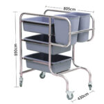 2-SOGA 3 Tier Food Trolley Food Waste Cart Five Buckets Kitchen Food Utility 80x43x89cm Round