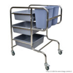 3-SOGA 3 Tier Food Trolley Food Waste Cart Five Buckets Kitchen Food Utility 80x43x89cm Round
