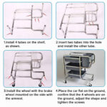 5-SOGA 3 Tier Food Trolley Food Waste Cart Five Buckets Kitchen Food Utility 80x43x89cm Round