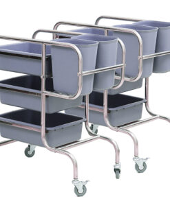 1-SOGA 2X 3 Tier Food Trolley Food Waste Cart Five Buckets Kitchen Food Utility 80x43x89cm Round