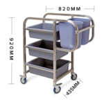 2-SOGA 3 Tier Food Trolley Food Waste Cart Five Buckets Kitchen Food Utility 82x43x92cm Square