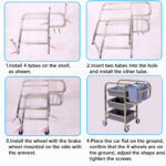5-SOGA 3 Tier Food Trolley Food Waste Cart Five Buckets Kitchen Food Utility 82x43x92cm Square