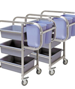 1-SOGA 2X 3 Tier Food Trolley Food Waste Cart Five Buckets Kitchen Food Utility 82x43x92cm Square
