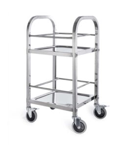 1-SOGA 2 Tier 500x500x950 Stainless Steel Square Tube Drink Wine Food Utility Cart