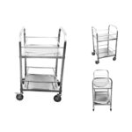 2-SOGA 2X 2 Tier 500x500x950 Stainless Steel Square Tube Drink Wine Food Utility Cart