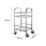 3-SOGA 2X 2 Tier 500x500x950 Stainless Steel Square Tube Drink Wine Food Utility Cart