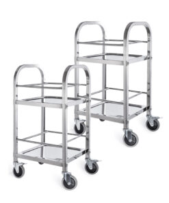 1-SOGA 2X 2 Tier 500x500x950 Stainless Steel Square Tube Drink Wine Food Utility Cart