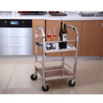 8-SOGA 2X 2 Tier 500x500x950 Stainless Steel Square Tube Drink Wine Food Utility Cart