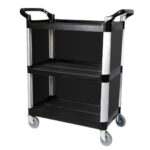 3-SOGA 3 Tier Covered Food Trolley Food Waste Cart Storage Mechanic Kitchen with Bins