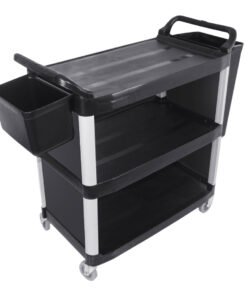 1-SOGA 3 Tier Covered Food Trolley Food Waste Cart Storage Mechanic Kitchen with Bins