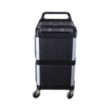 4-SOGA 2X 3 Tier Covered Food Trolley Food Waste Cart Storage Mechanic Kitchen with Bins