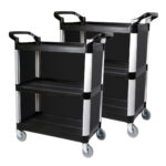 6-SOGA 2X 3 Tier Covered Food Trolley Food Waste Cart Storage Mechanic Kitchen Black