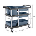 6-SOGA 3-Tier Commercial Soiled Food Trolley Dirty Plate Cart Five Buckets Kitchen Food Utility