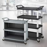 3-SOGA 4 Tier Food Trolley Portable Kitchen Cart Multifunctional Big Utility Service with wheels 950x500x1270mm Black