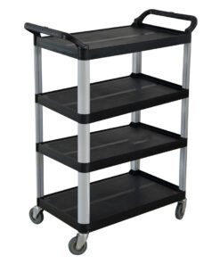 1-SOGA 4 Tier Food Trolley Portable Kitchen Cart Multifunctional Big Utility Service with wheels 950x500x1270mm Black